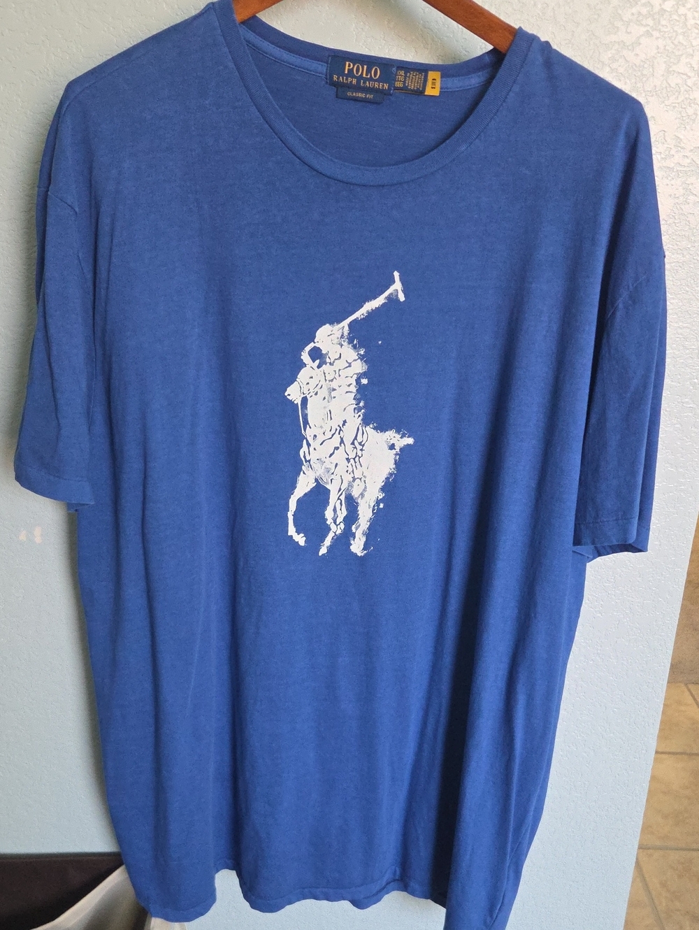 Polo by Ralph Lauren Royal Blue Crewneck Tee with White Polo Player Graphic